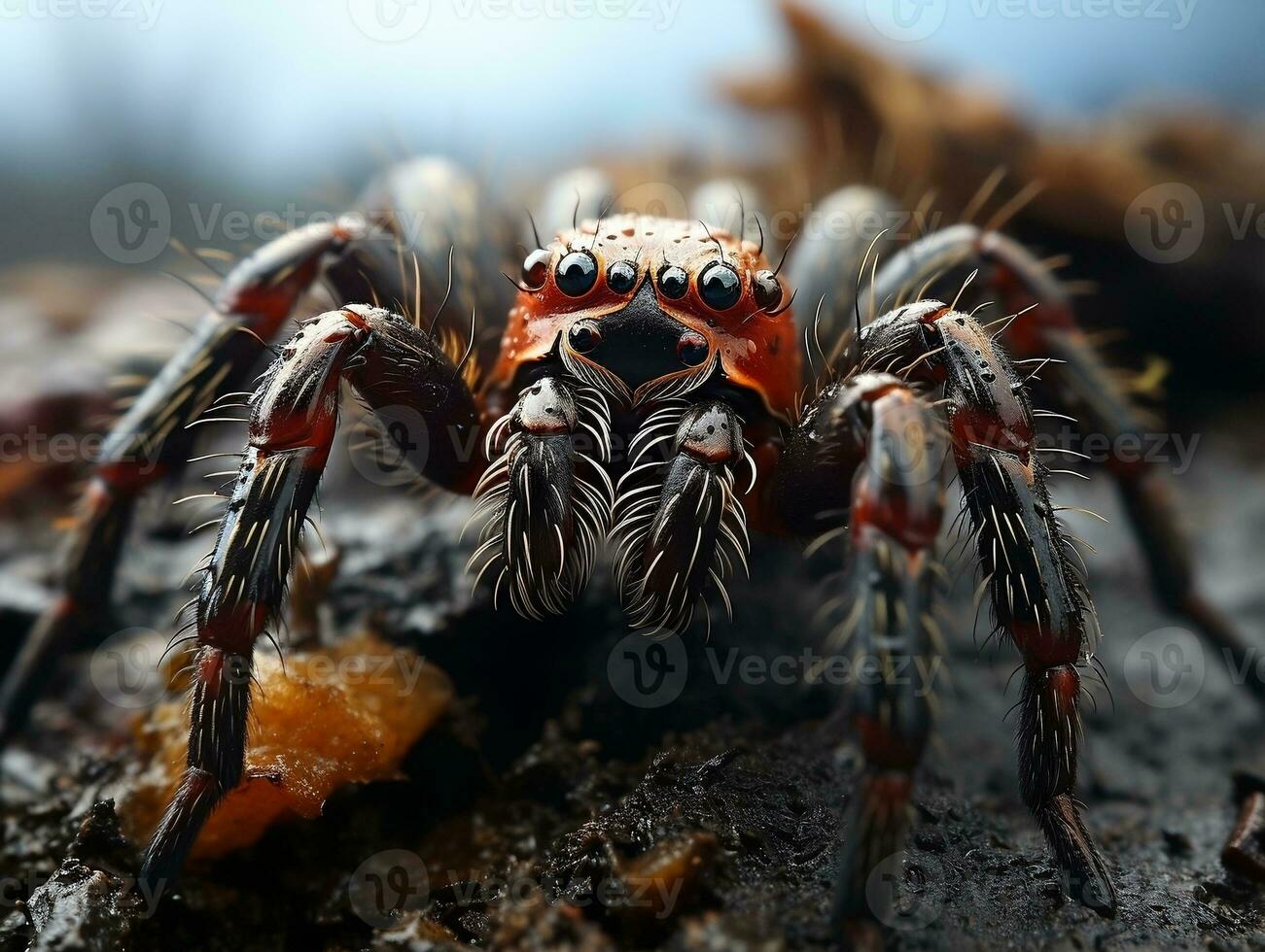 Close-up highly detailed MACRO shot of the spider generative ai photo
