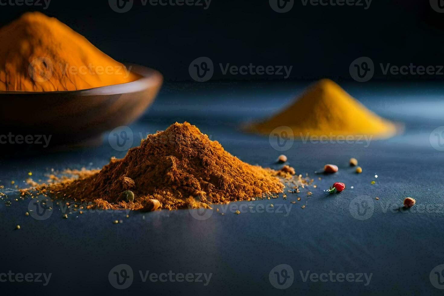 a bowl of spices and a spoon. AI-Generated photo