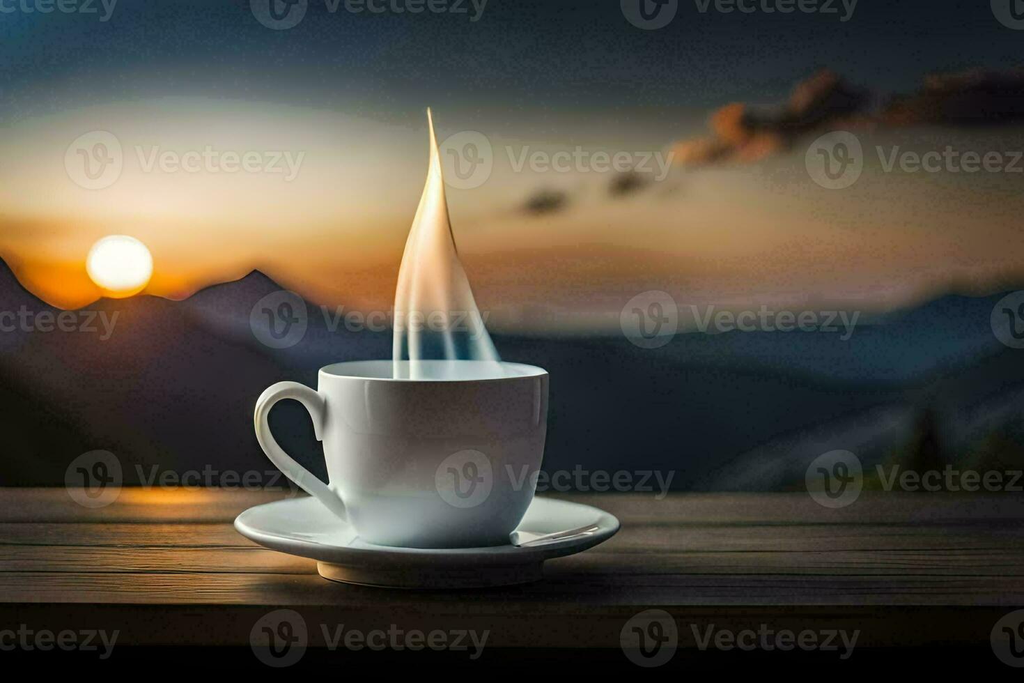 the sun rises over the mountains in the background. AI-Generated photo