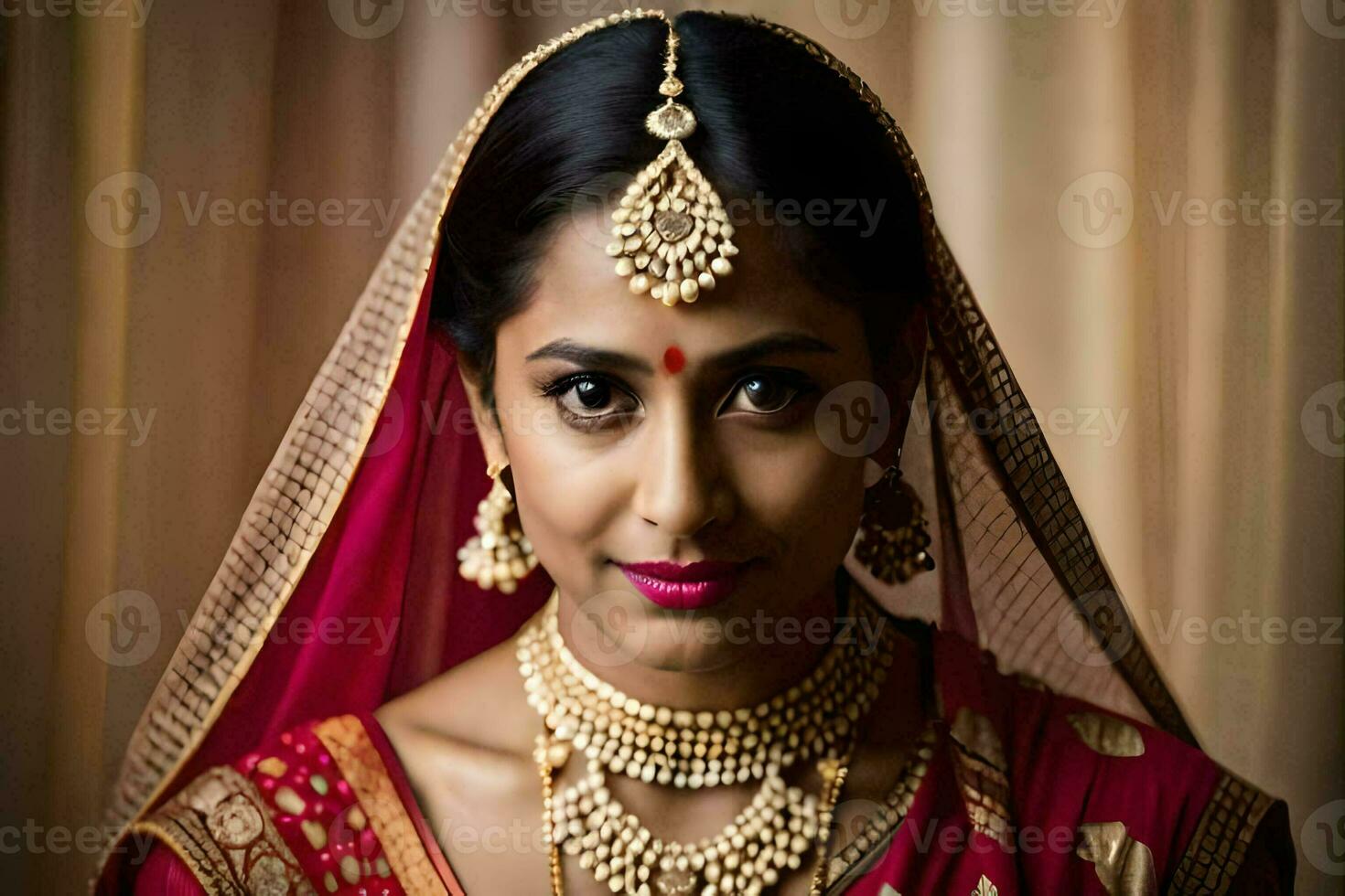 a beautiful indian bride in traditional attire. AI-Generated photo