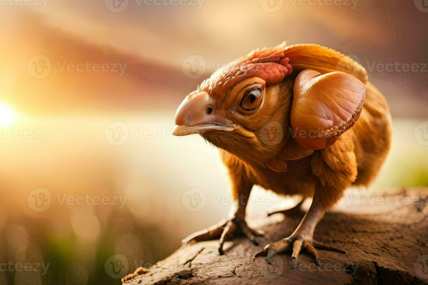 a small chicken with a big head. AI-Generated photo