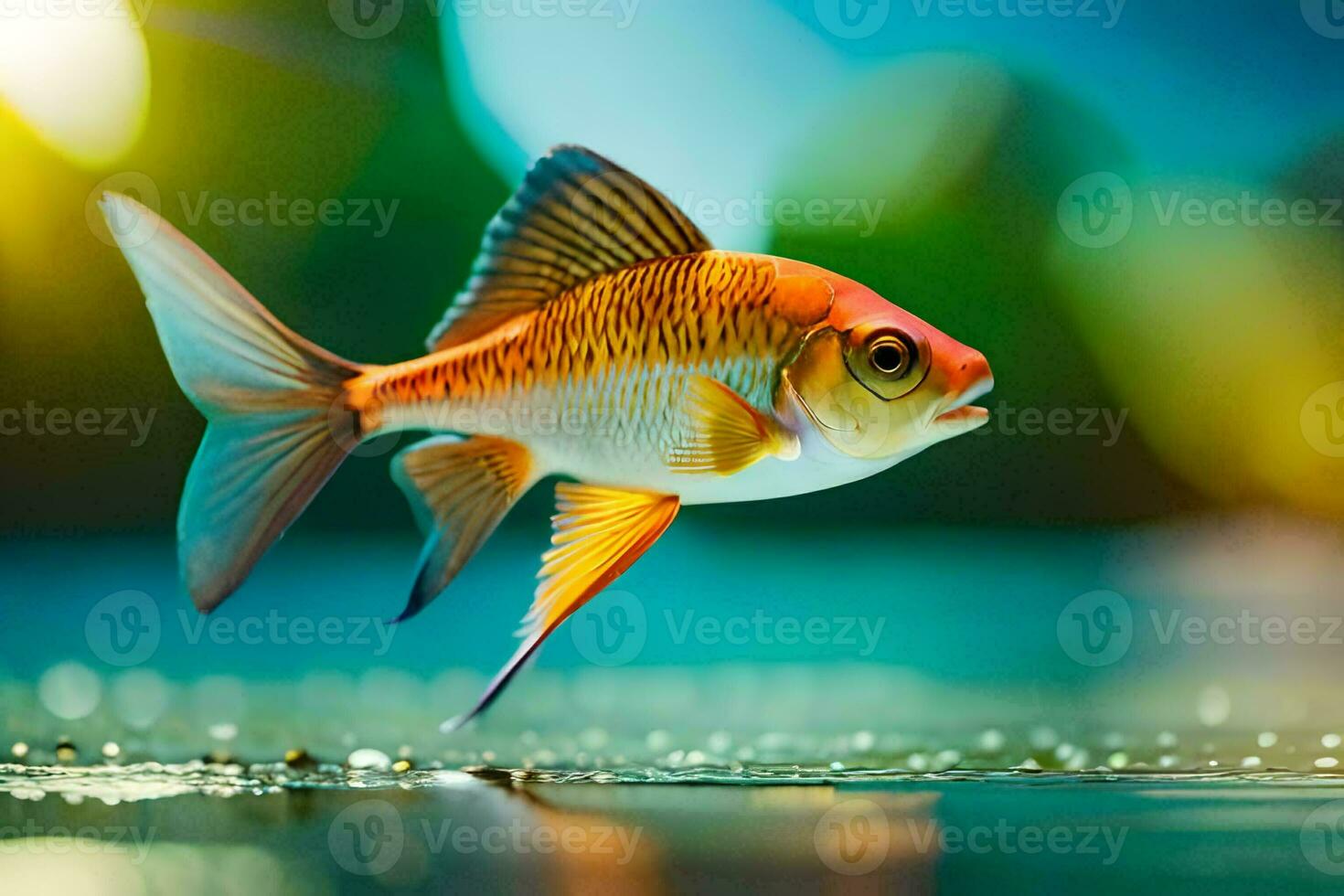 un pescado es nadando en el agua. generado por ai foto