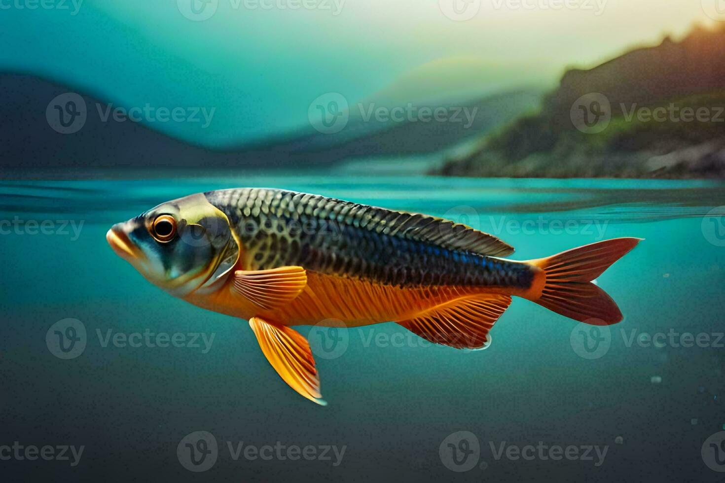 a fish swimming in the water. AI-Generated photo