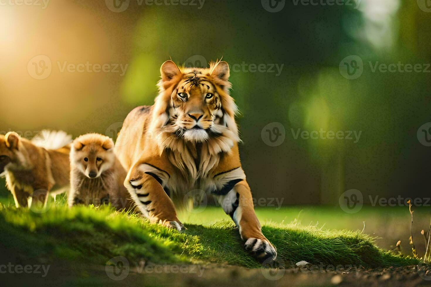 photo wallpaper the sun, animals, tiger, the forest, the animals, the tiger, the. AI-Generated