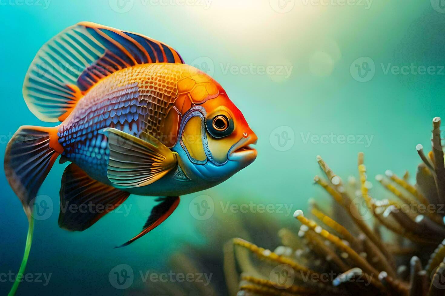 a fish swimming in the ocean. AI-Generated photo