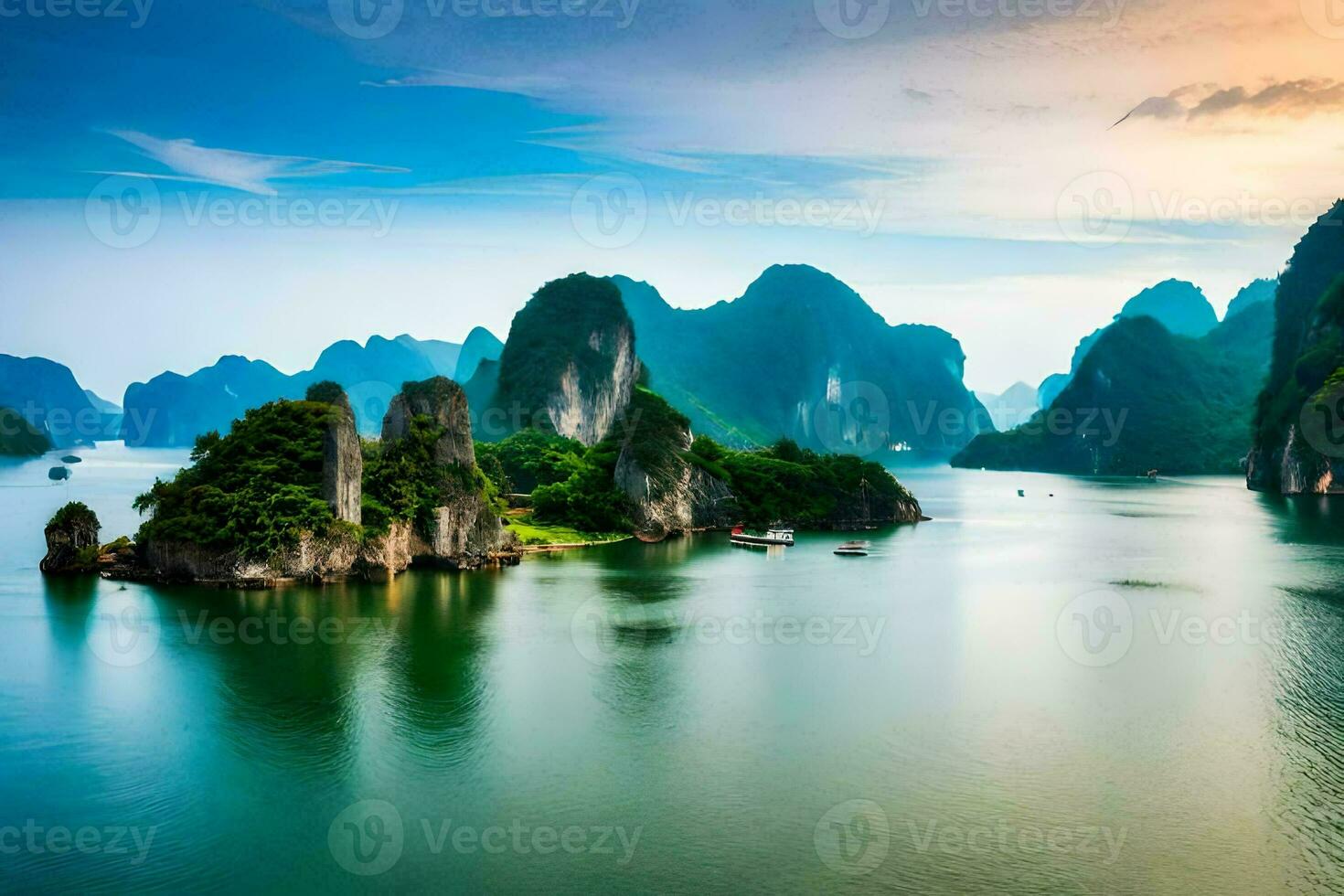 the beautiful landscape of halong bay in vietnam. AI-Generated photo