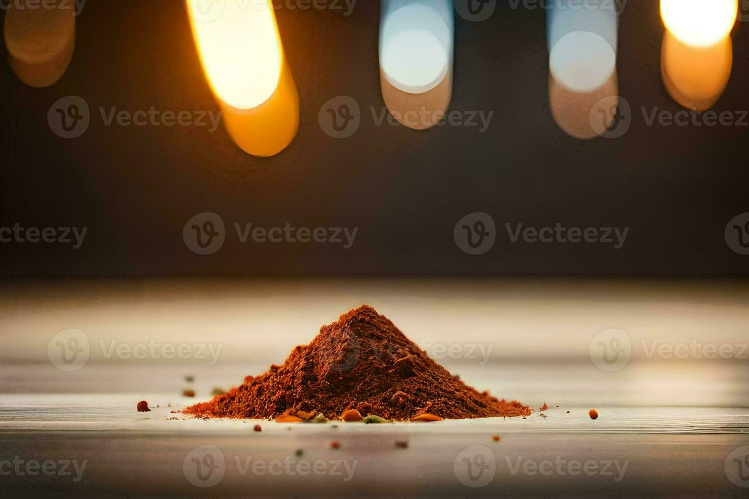 a pile of red chili powder on a table. AI-Generated photo