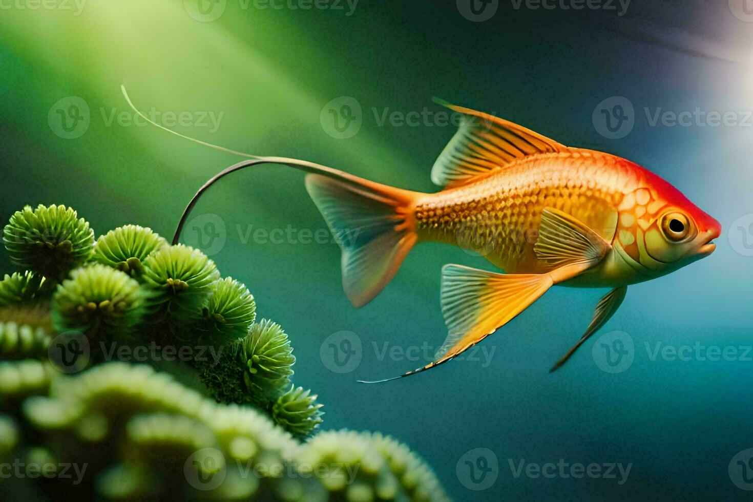 a fish swimming in the ocean. AI-Generated photo