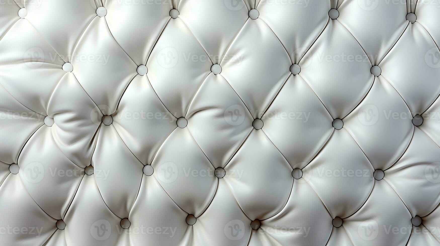 Padded white leather upholster pattern leather texture with buttons generative ai photo