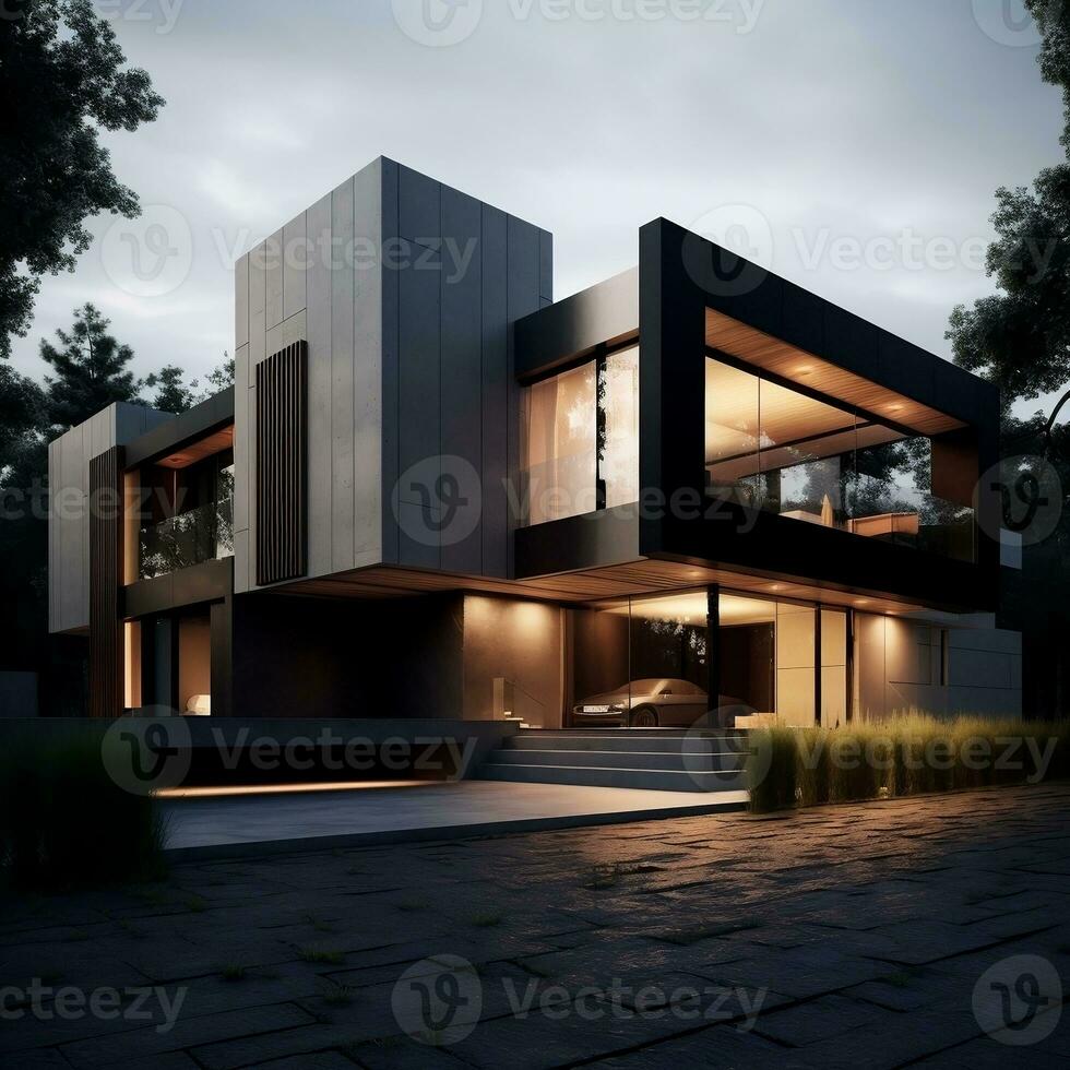 Modern House exterior design generative ai photo