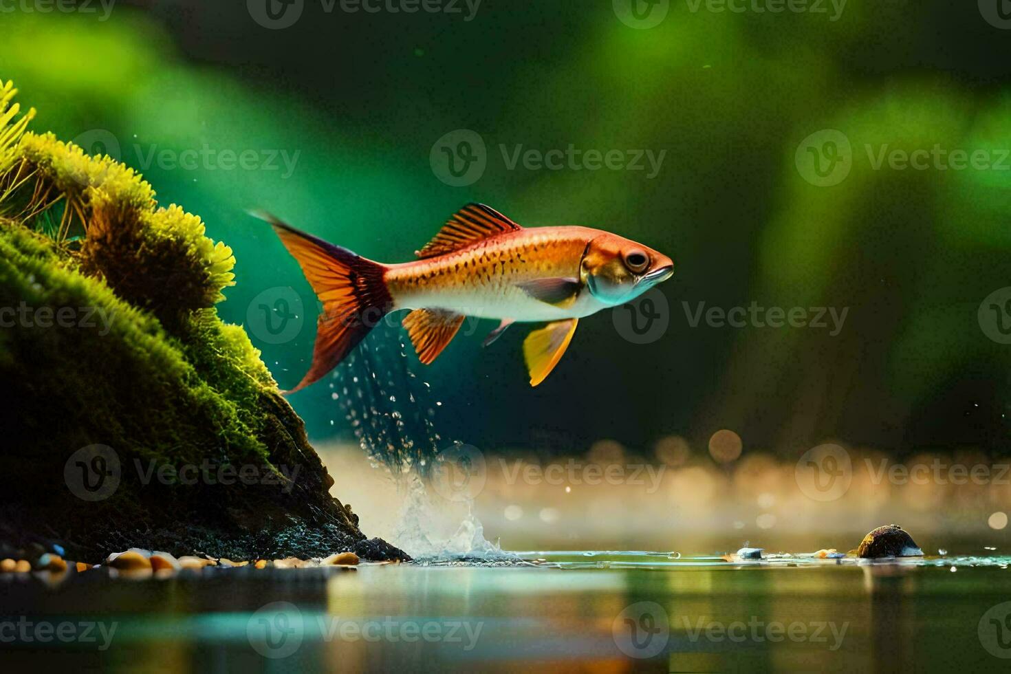 a fish jumping out of the water. AI-Generated photo