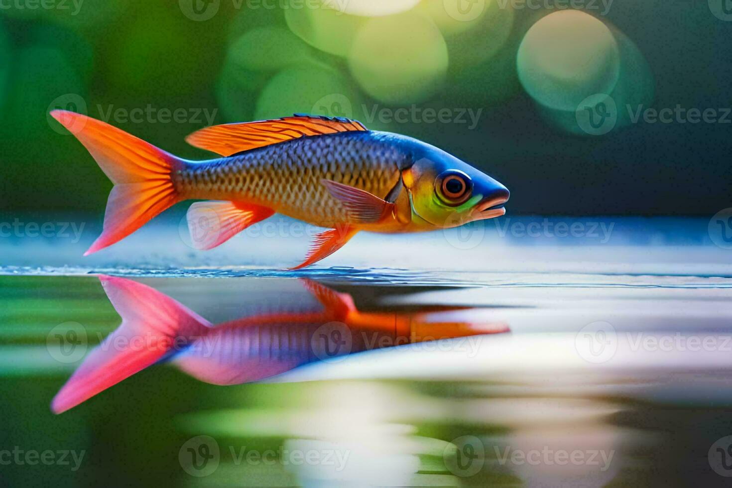 a fish is reflected in the water. AI-Generated photo