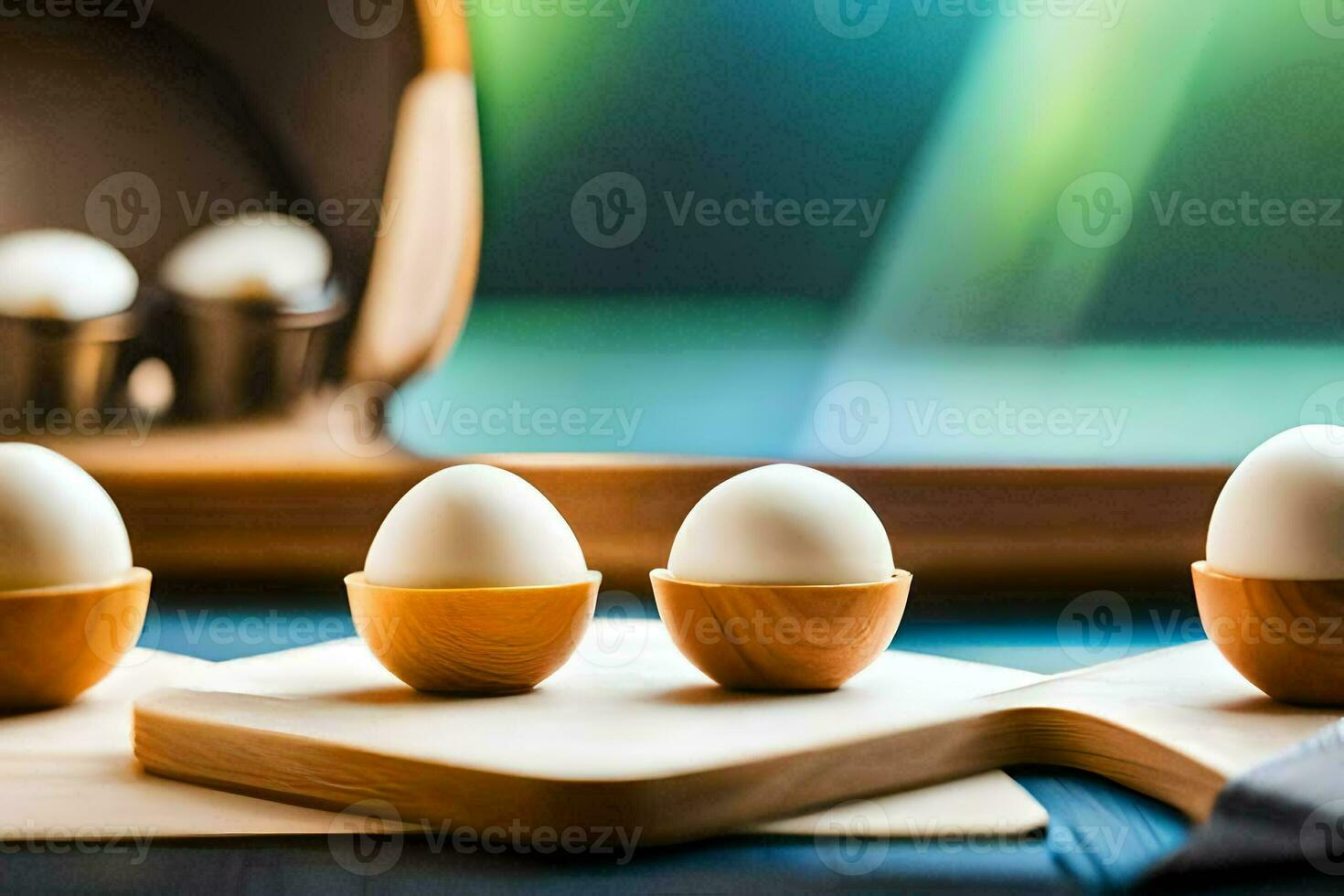 eggs on a cutting board. AI-Generated photo