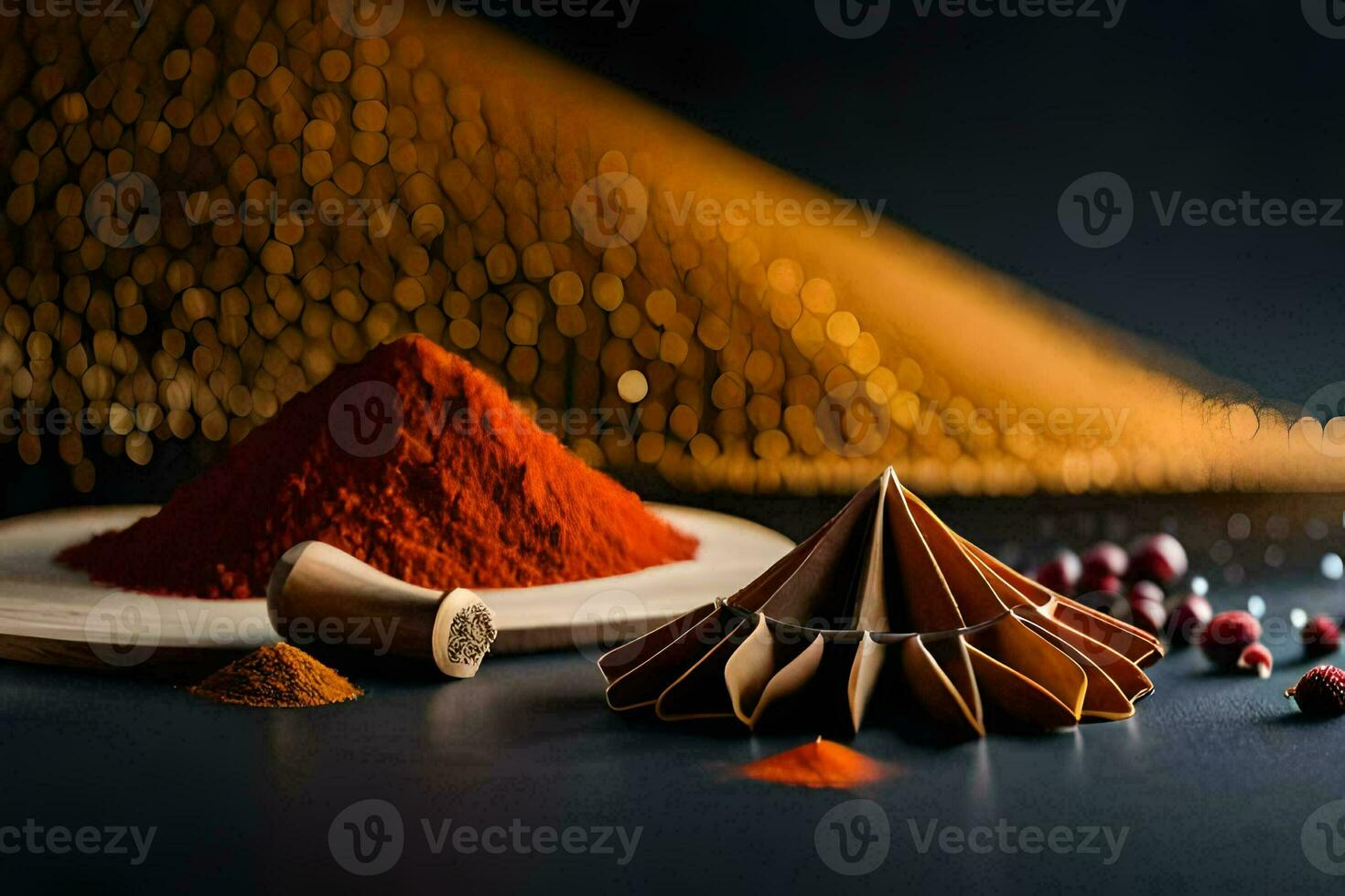spices and spices on a table. AI-Generated photo