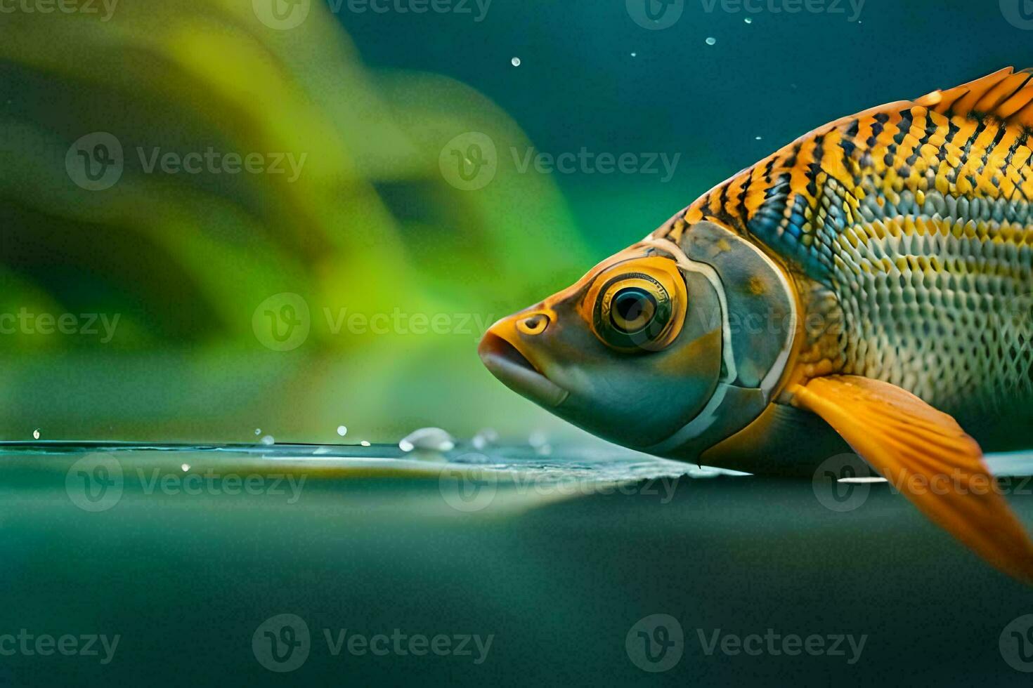 a fish is swimming in the water. AI-Generated photo