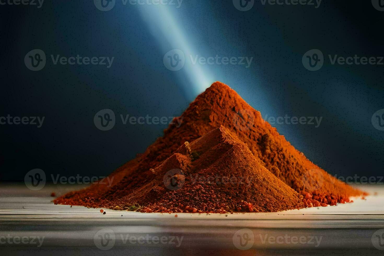 a pile of red powder on a wooden table. AI-Generated photo