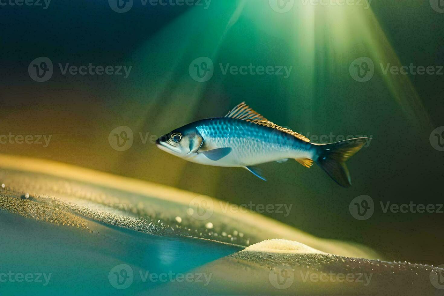 foto fondo de pantalla el cielo, pez, agua, luz, el sol, el mar, el mar. generado por ai