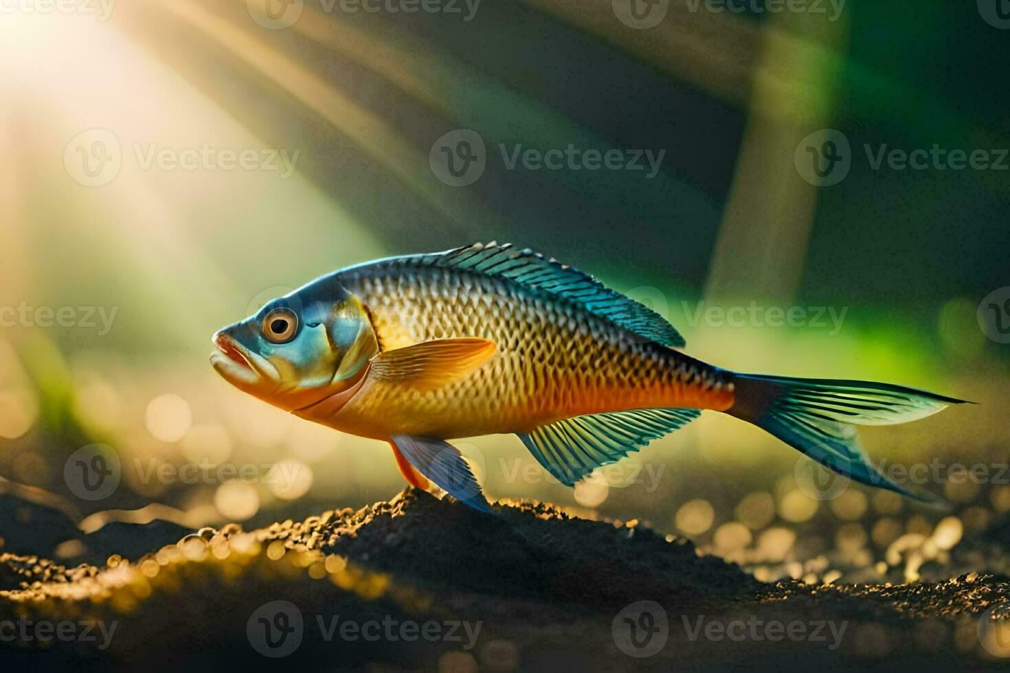 photo wallpaper the sky, fish, the sun, the sea, the sea, the sun,. AI-Generated