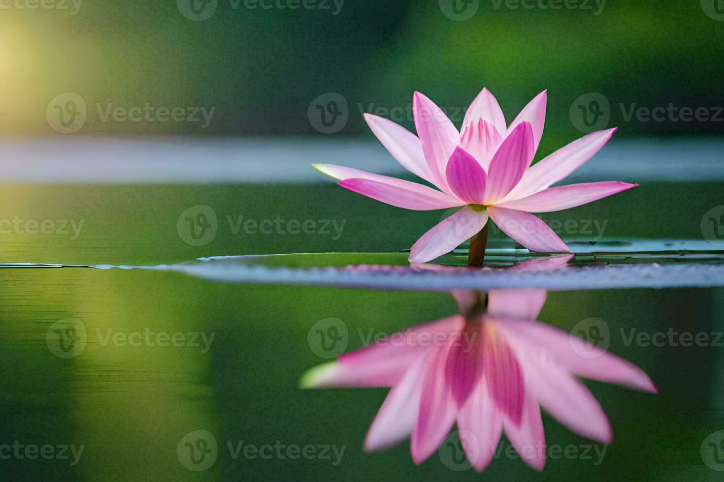 a pink lotus flower floating in the water. AI-Generated photo