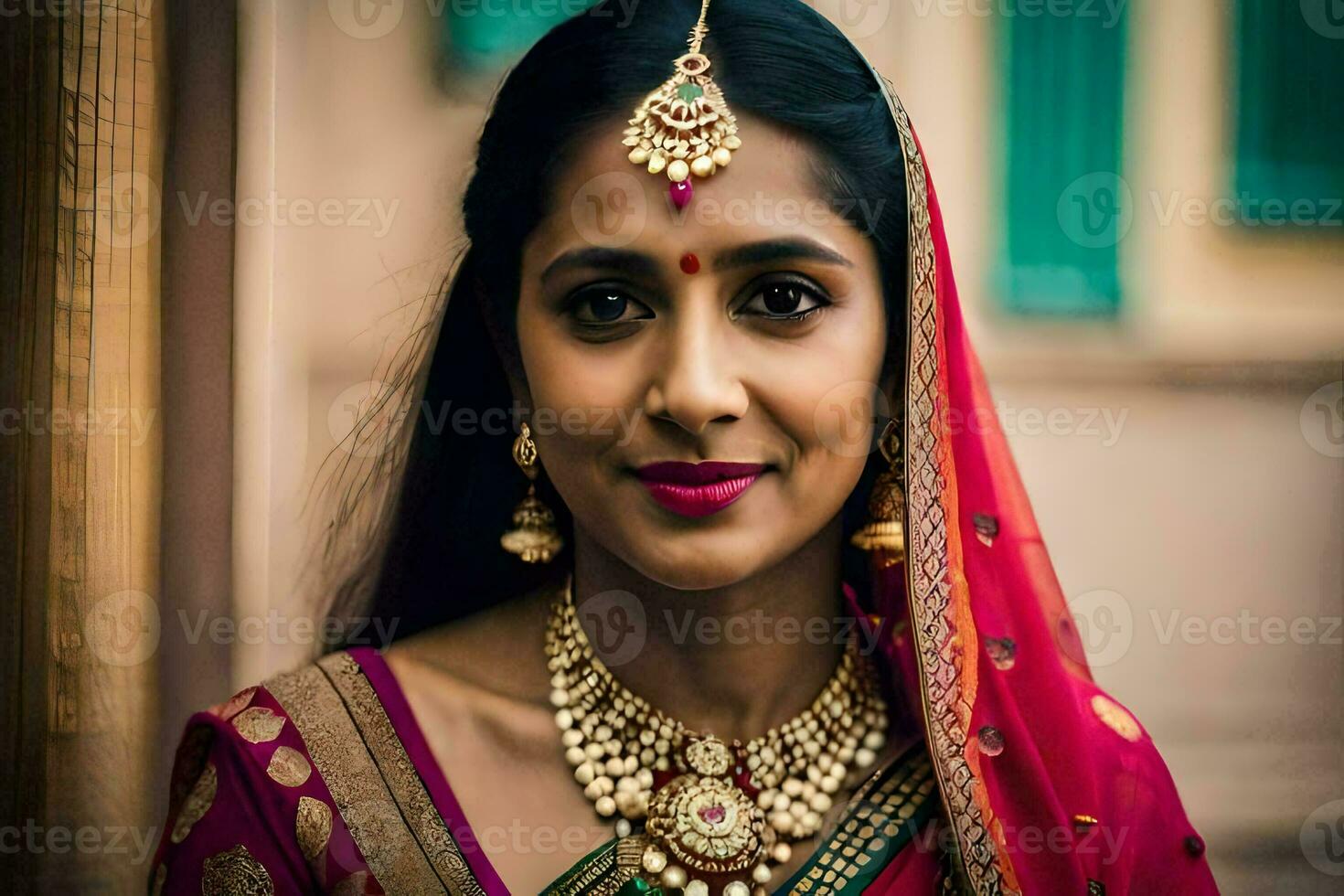 a beautiful indian bride in traditional attire. AI-Generated photo