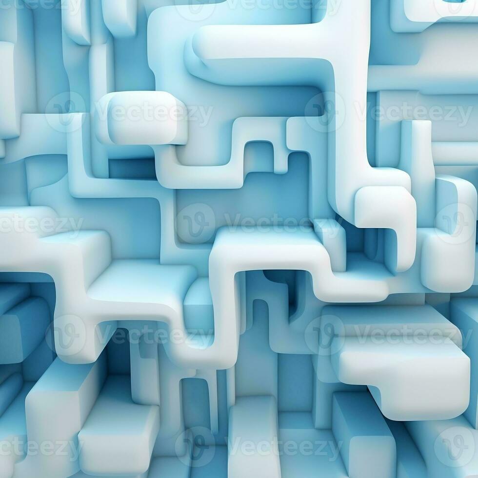 Beautiful futuristic Geometric background textured intricate 3D wall in light blue and white tones generative ai photo