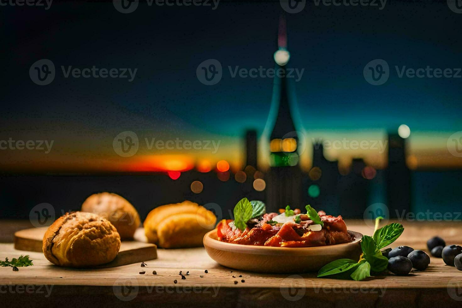 food in the city. AI-Generated photo