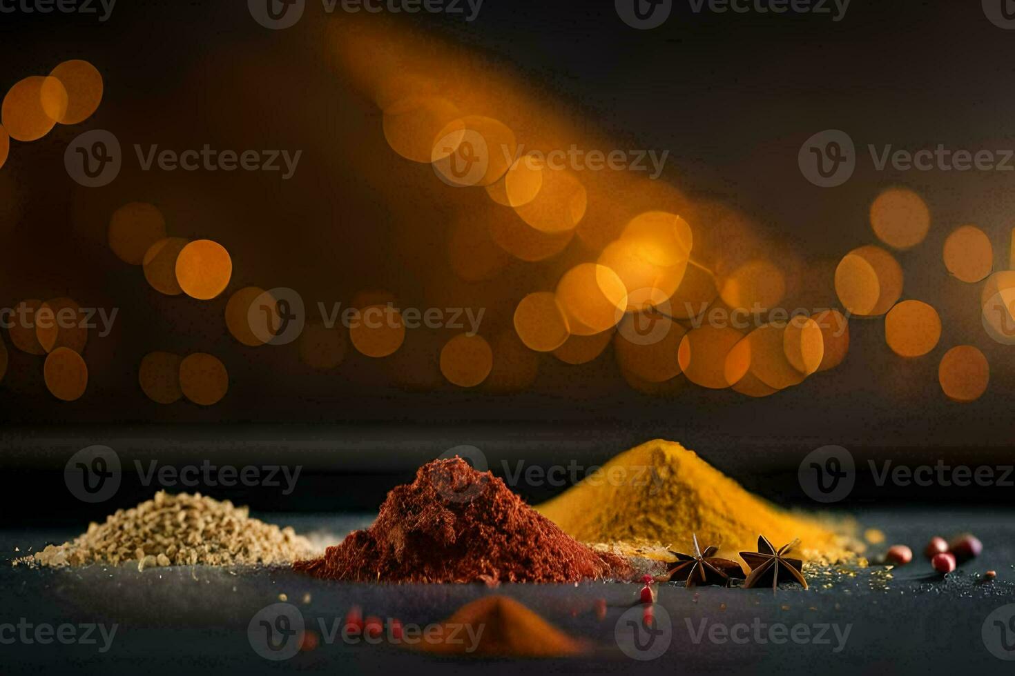 spices on a table with a blurred background. AI-Generated photo