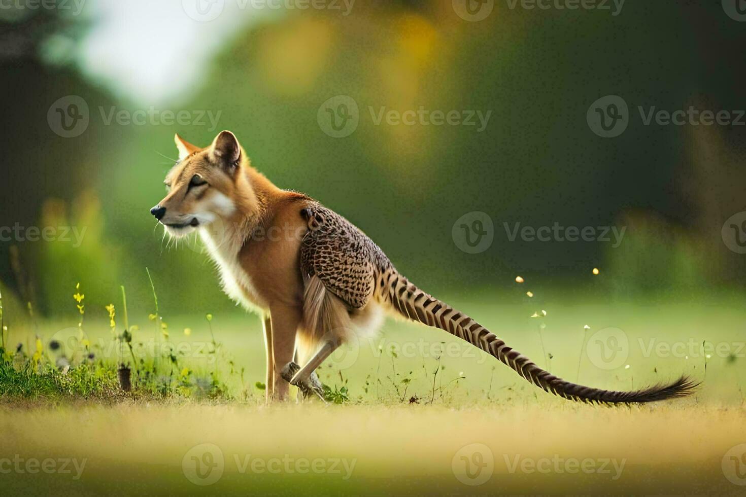 a cheetah is walking in the grass. AI-Generated photo