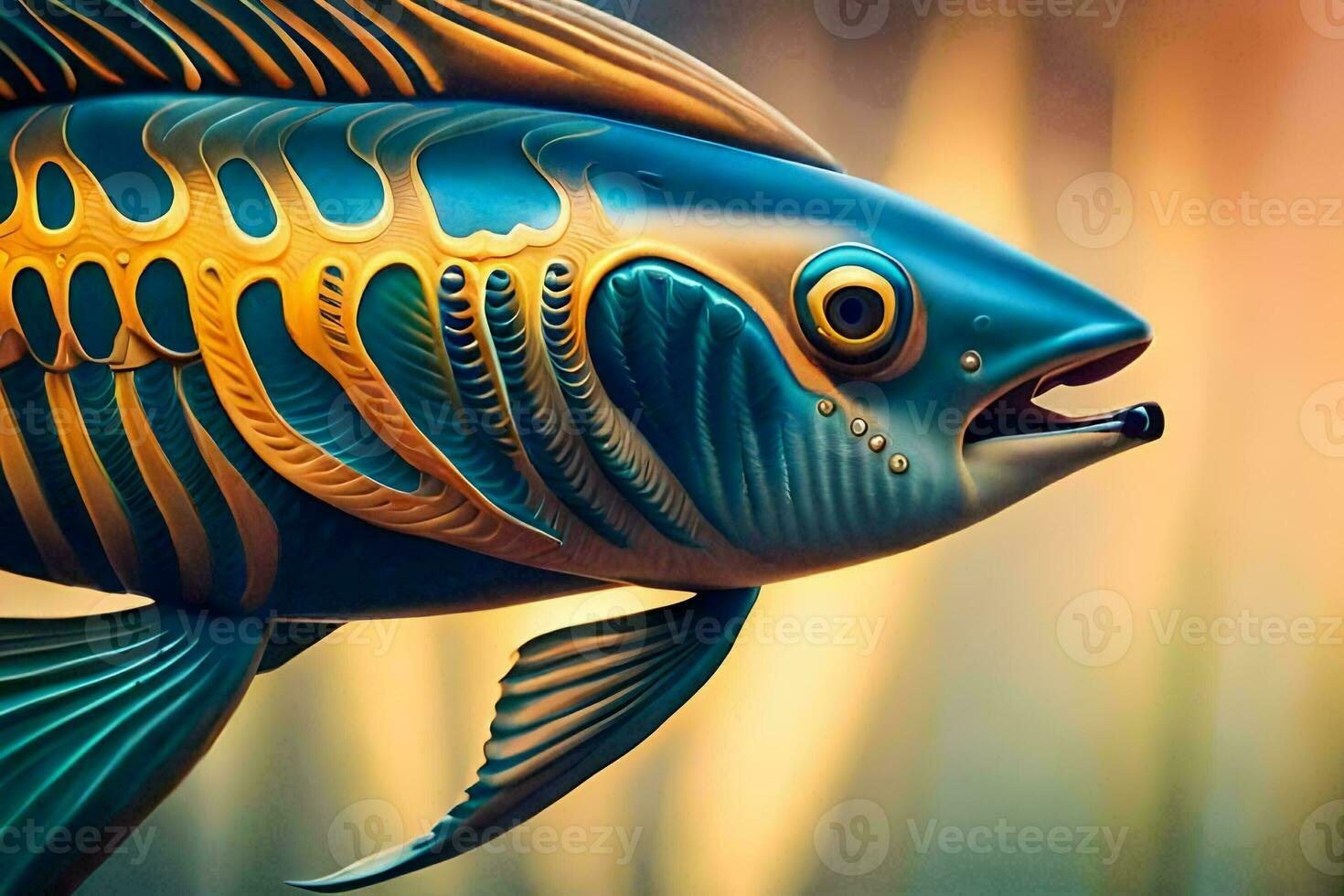 a fish with a colorful design on it's body. AI-Generated photo