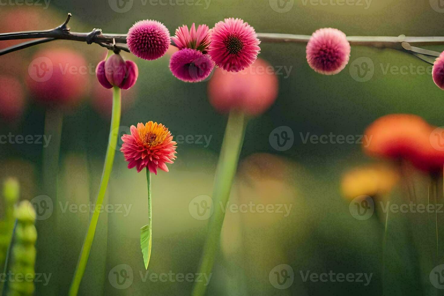 flowers on a branch in the garden. AI-Generated photo
