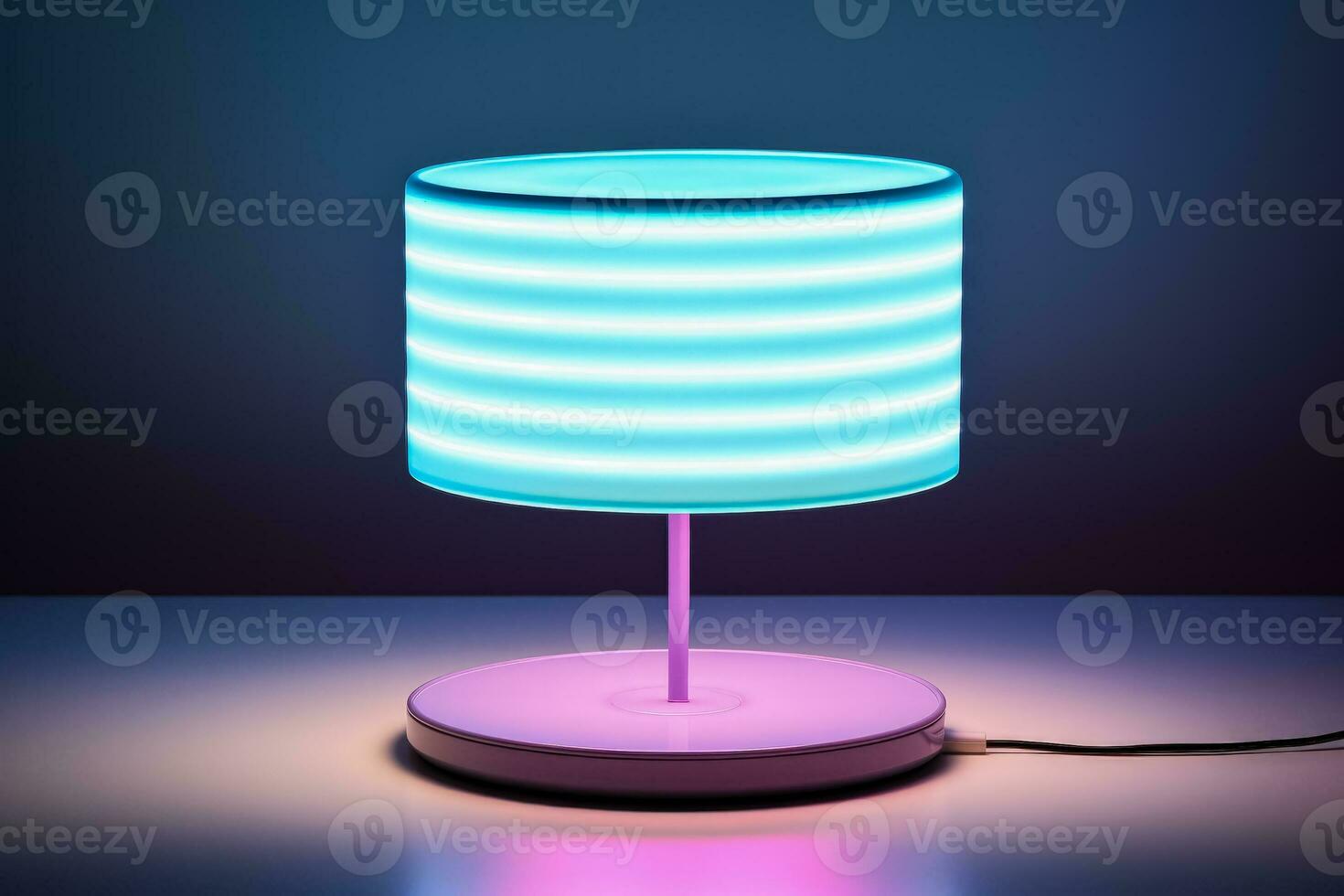 Minimalist LED table lamp with soothing light isolated on a white background photo