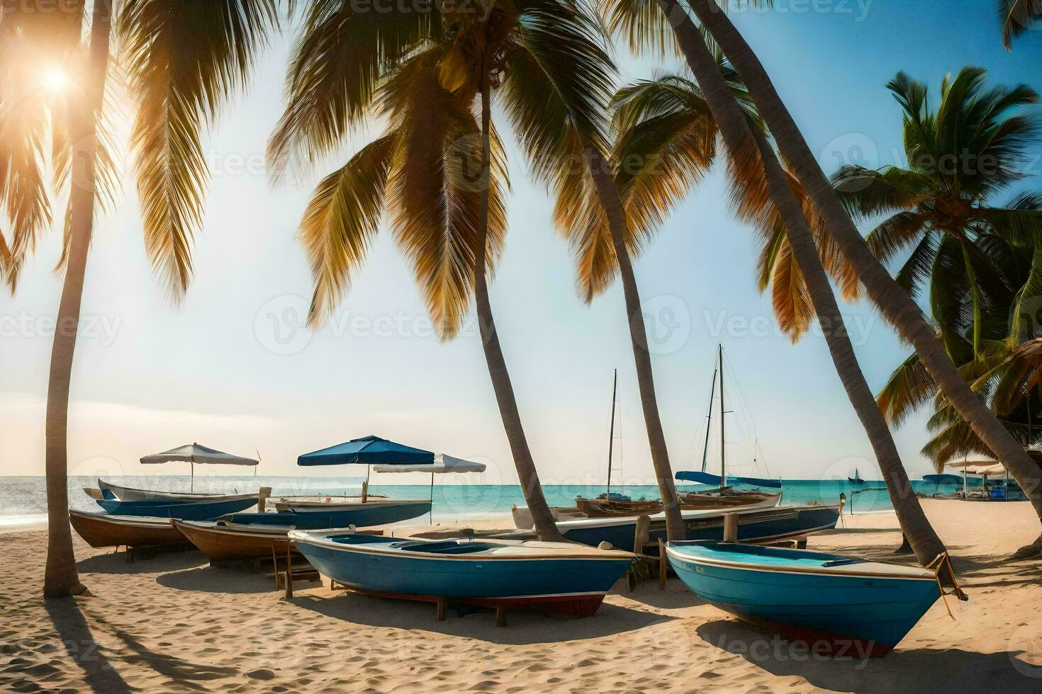 boats on the beach in cuba. AI-Generated photo