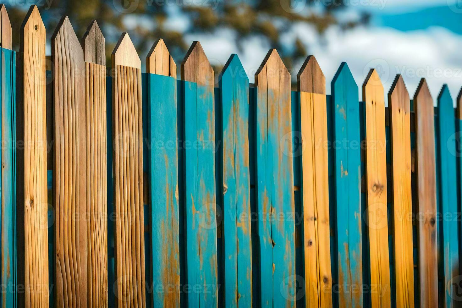 a wooden fence with colorful paint. AIGenerated 30890459 Stock Photo at Vecteezy