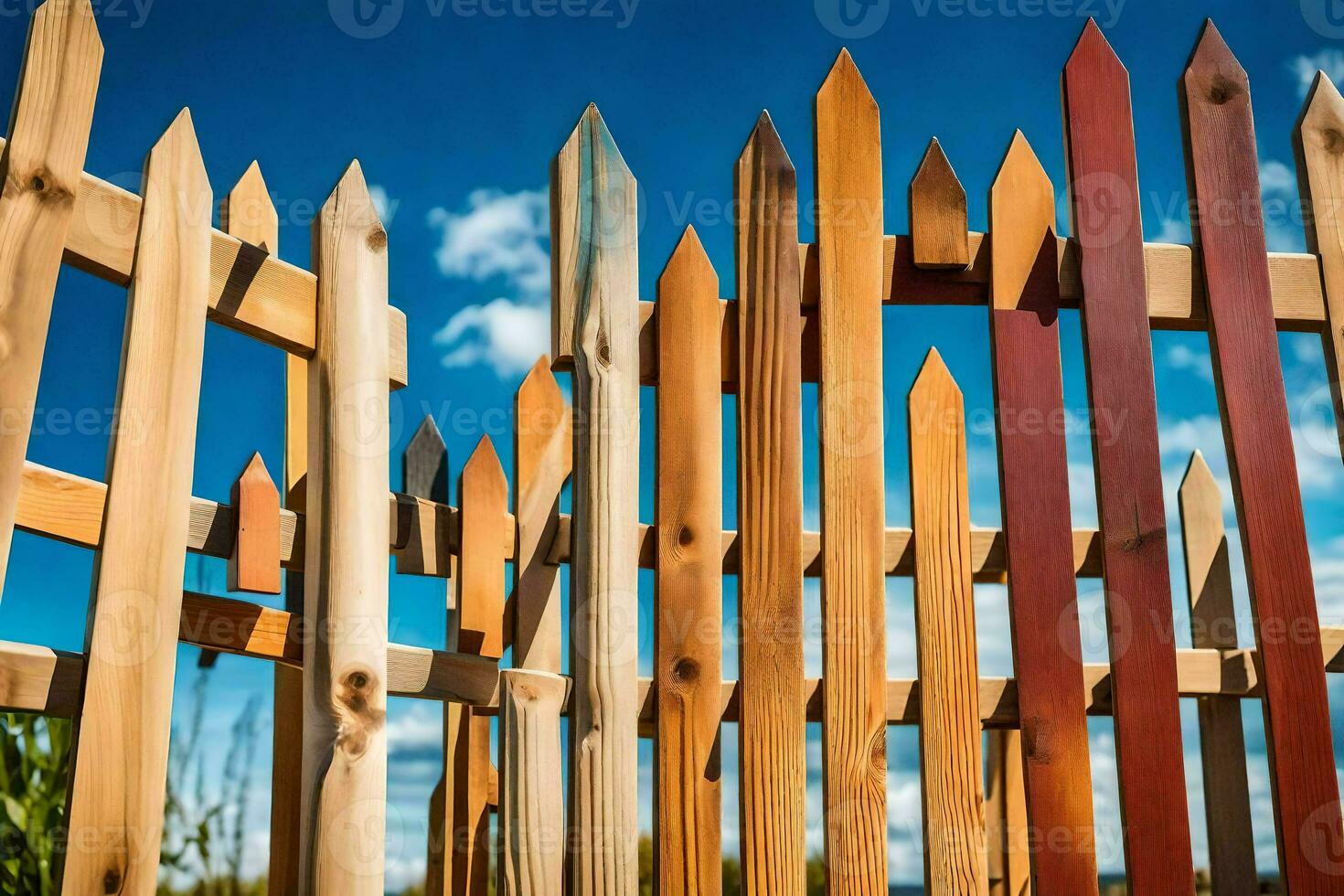 a wooden fence with many different types of wood. AI-Generated photo