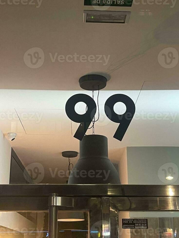 Number 99 on glass photo