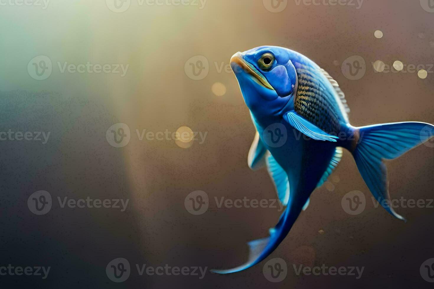 a blue fish with a yellow tail. AI-Generated photo