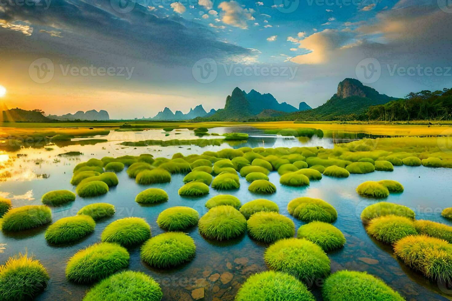 the li river in china. AI-Generated photo
