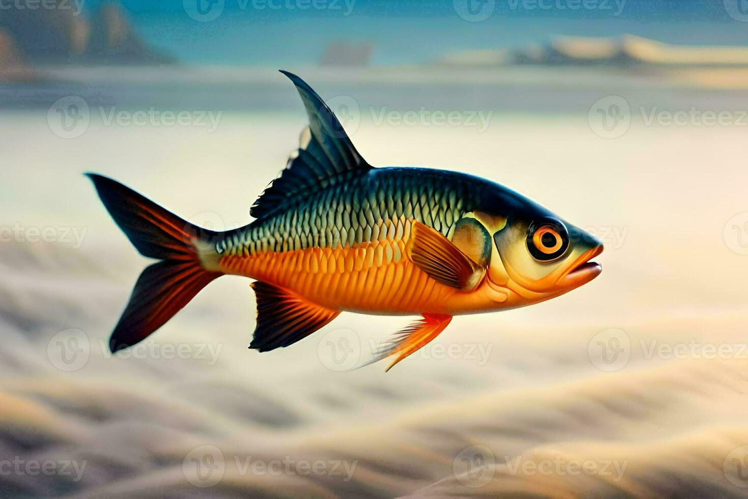 a fish is swimming in the ocean. AI-Generated photo