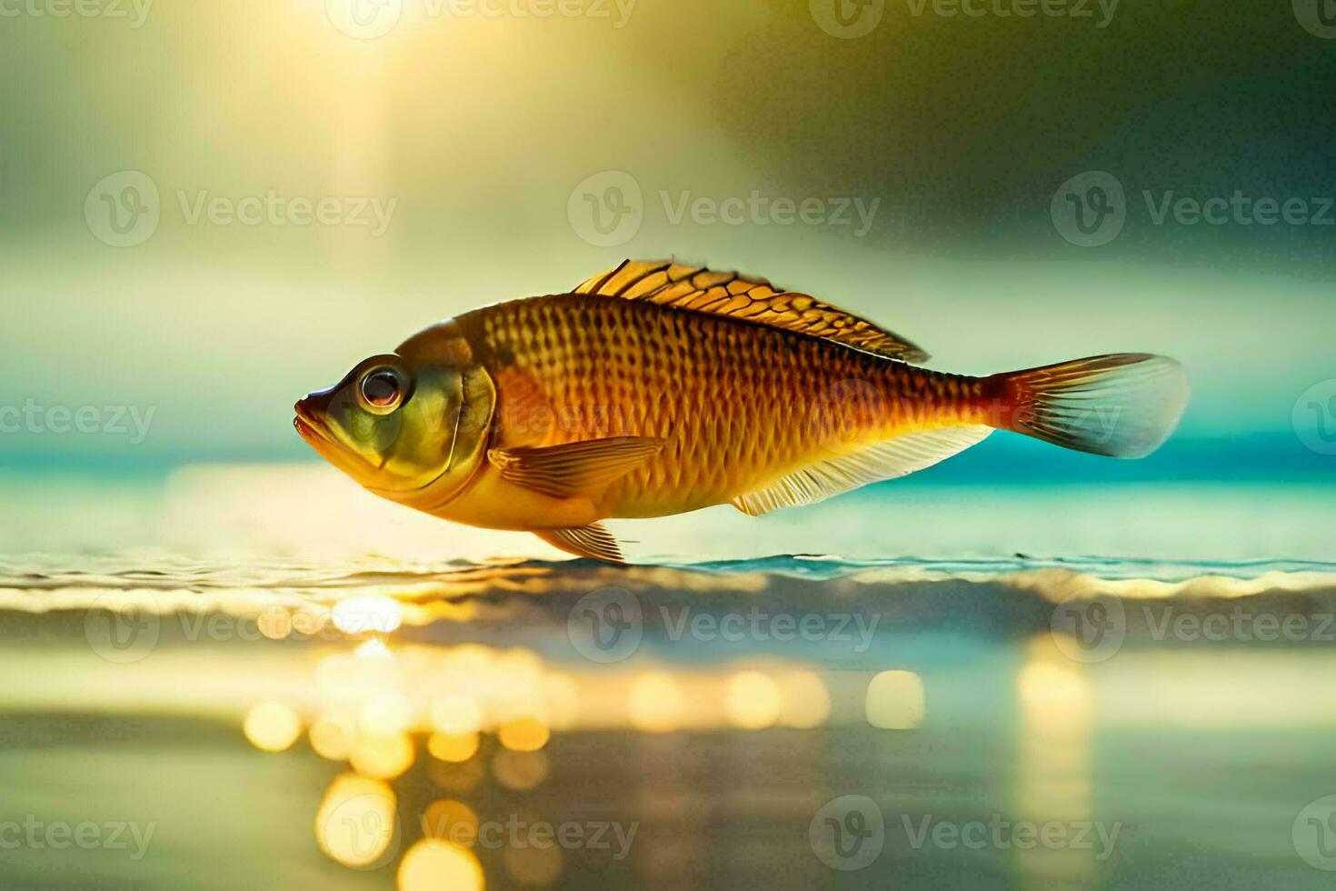 photo wallpaper the sky, fish, water, the sea, the sun, the sea, the. AI-Generated