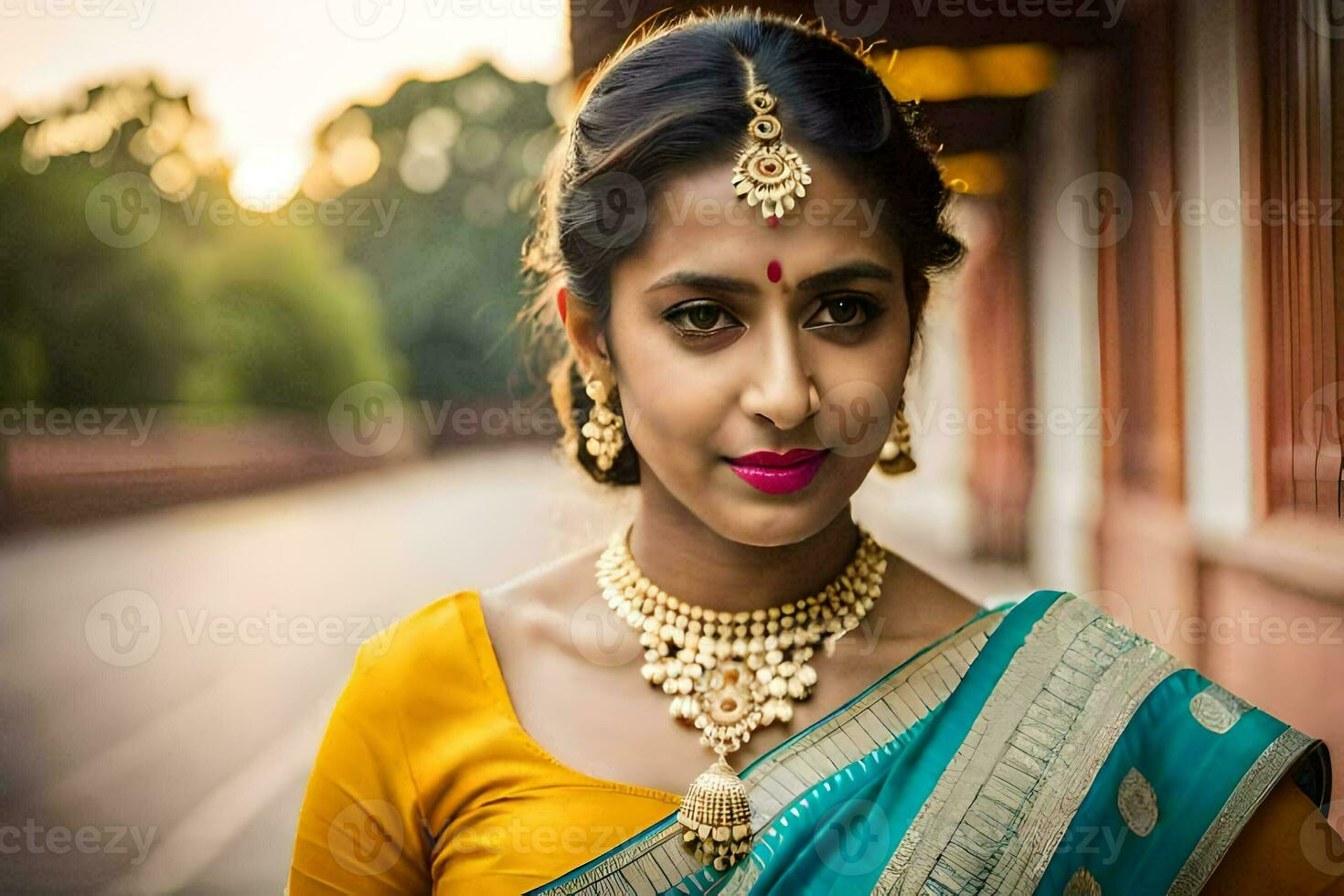 hermosa indio mujer en tradicional sari. generado por ai 30899340 Foto de  stock en Vecteezy