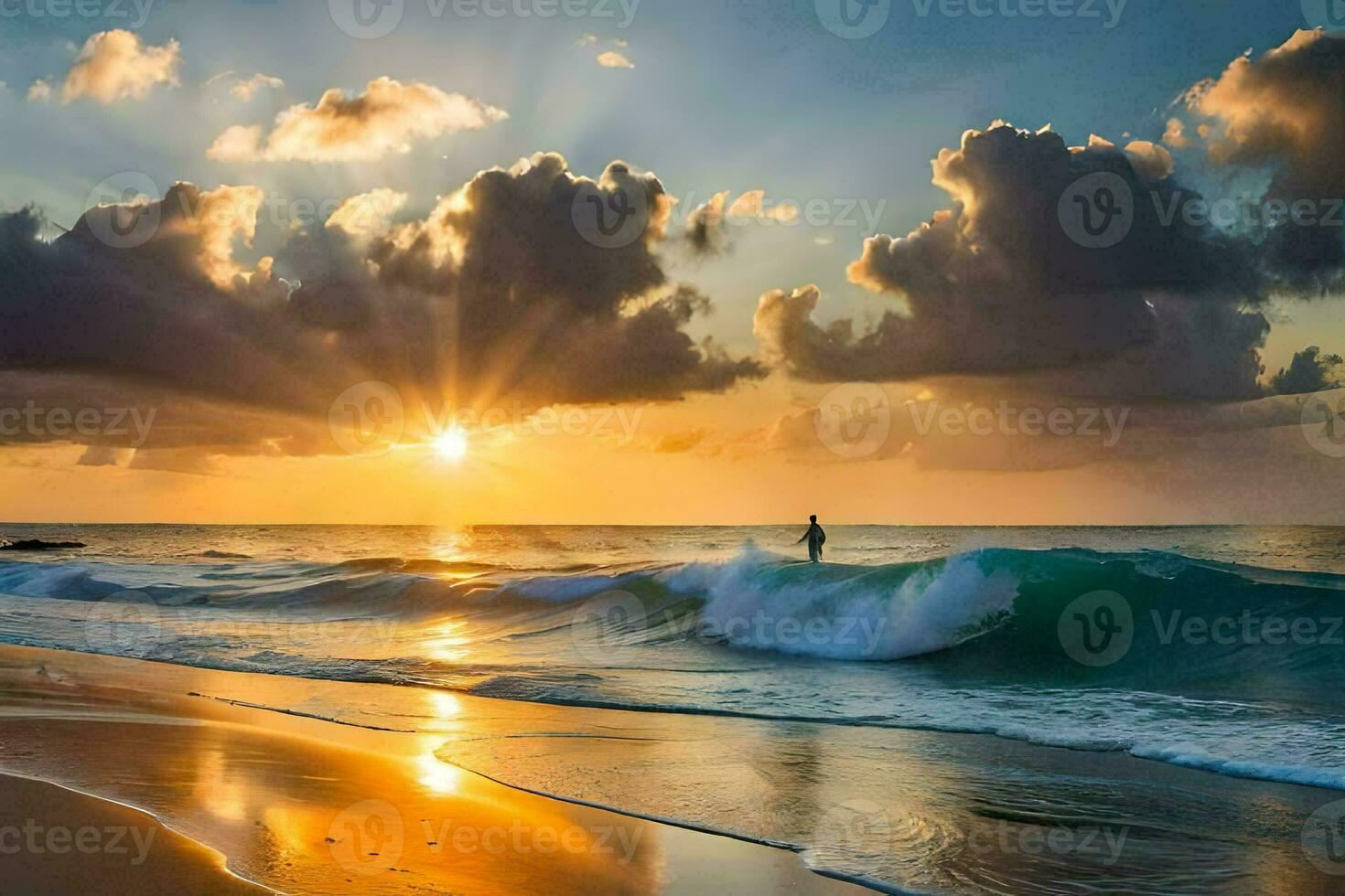 the sun rises over the ocean in the background. AI-Generated photo