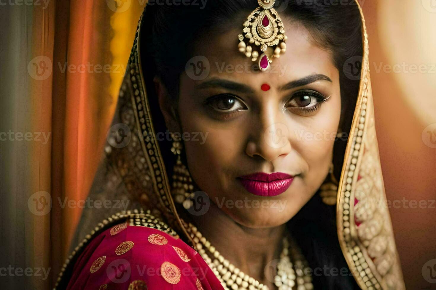 a beautiful indian bride in traditional attire. AI-Generated photo