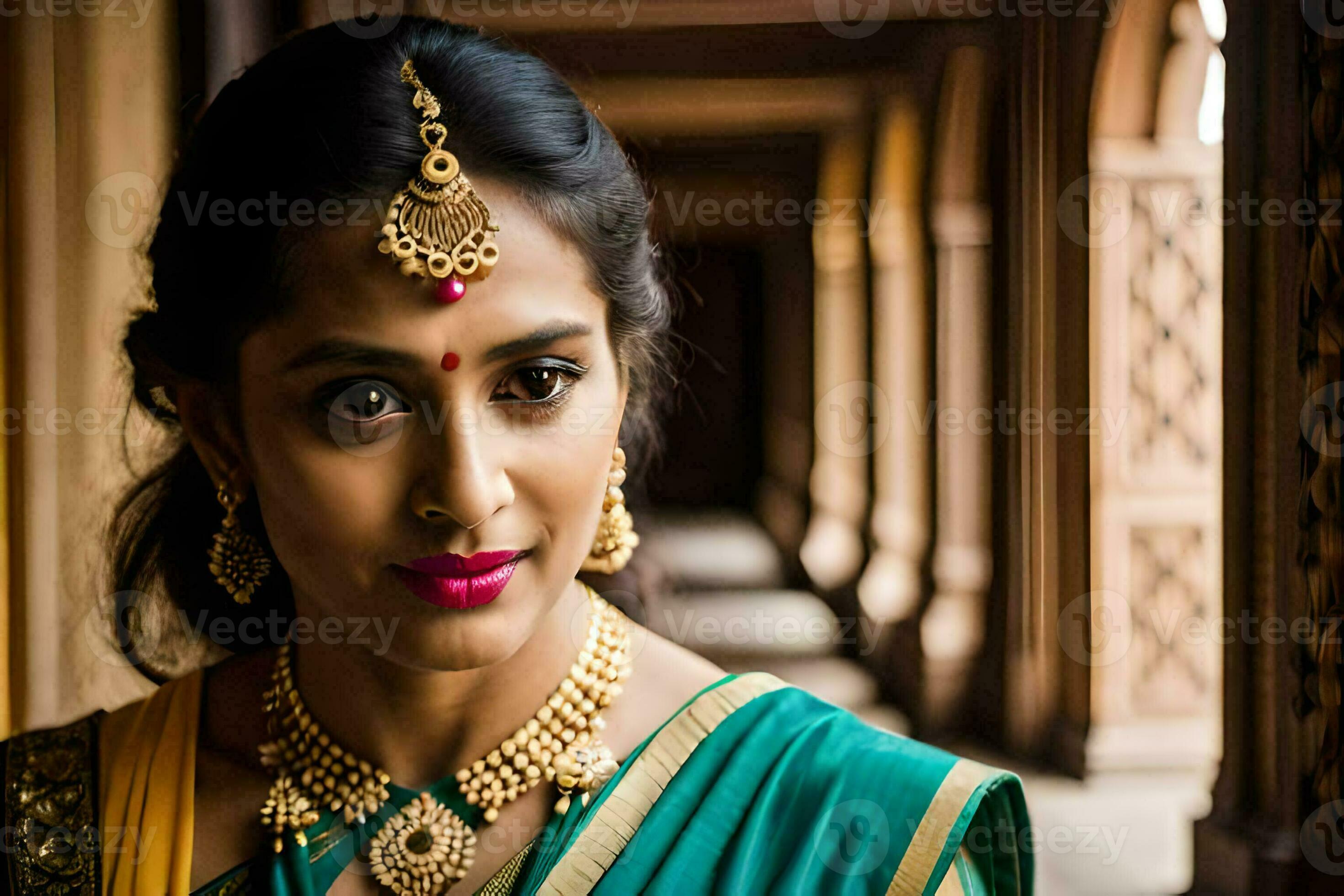 un hermosa indio mujer vistiendo un tradicional sari. generado por ai  30899765 Foto de stock en Vecteezy