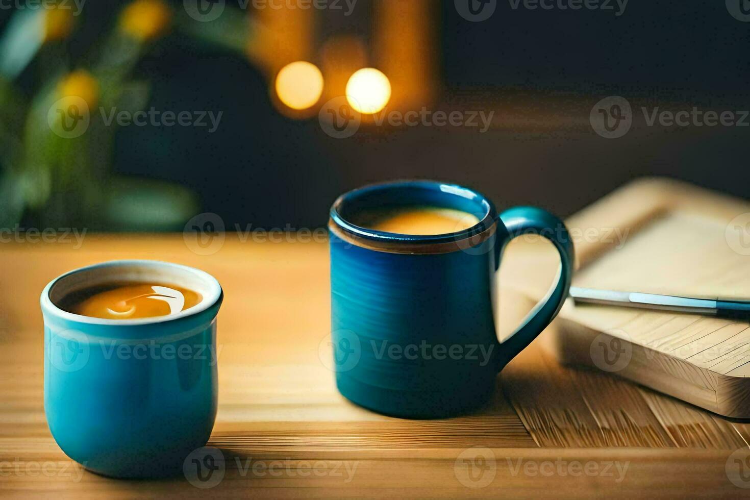 coffee and a notebook. AI-Generated photo