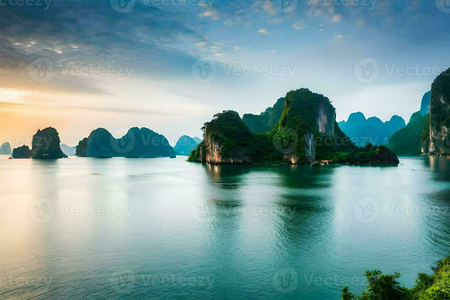 the mountains of halong bay, vietnam. AI-Generated photo