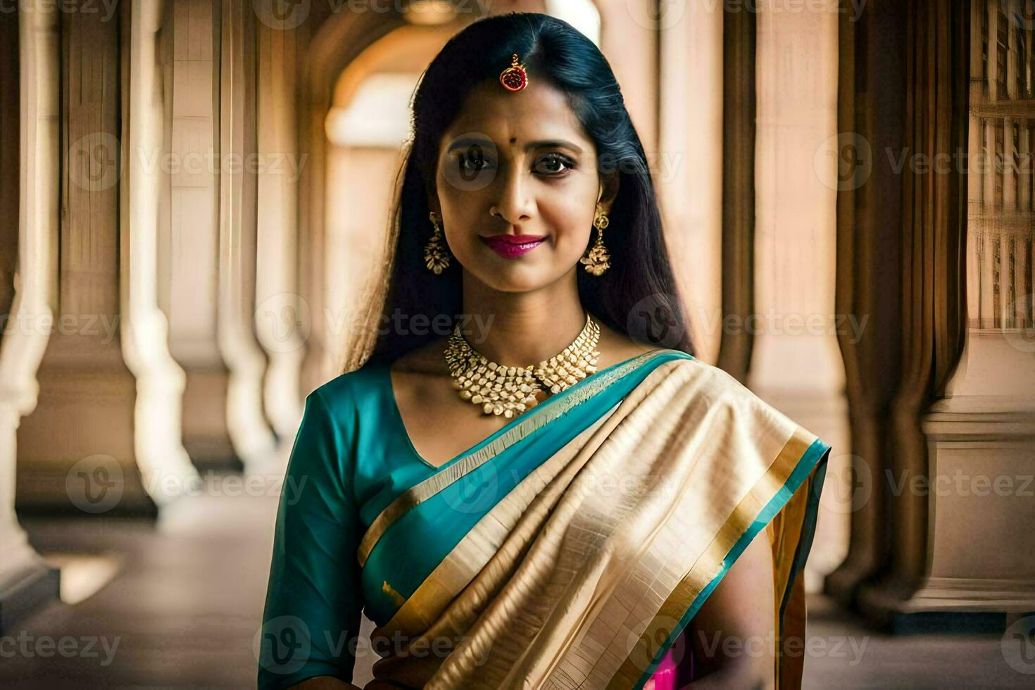 un hermosa indio mujer en un sari. generado por ai 30900920 Foto de stock  en Vecteezy