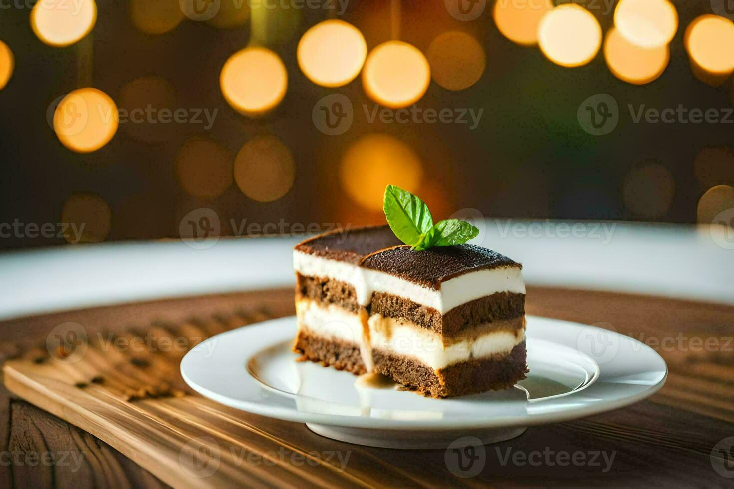 a piece of cake on a plate. AI-Generated photo