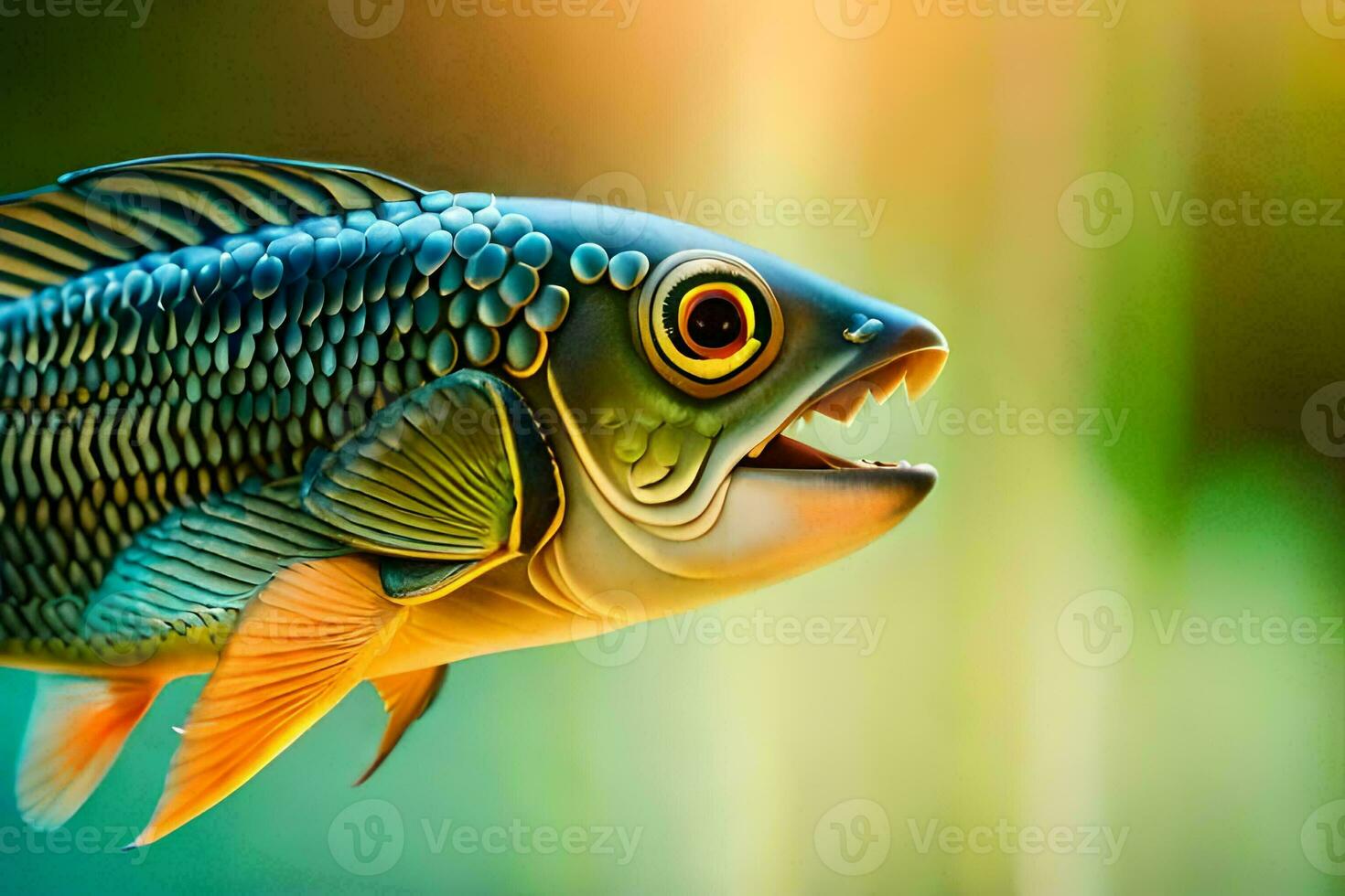 a fish with big eyes and a big mouth. AI-Generated photo