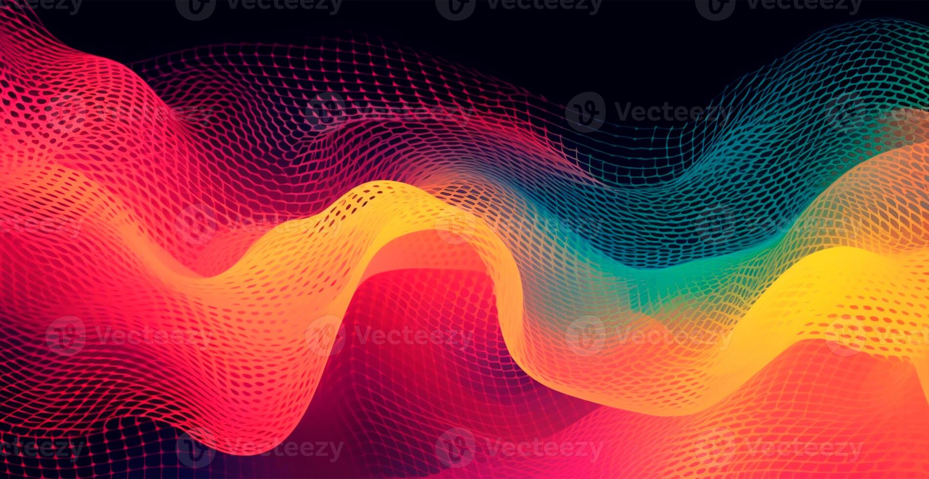 Colorful abstract wave lines running horizontally on dark background