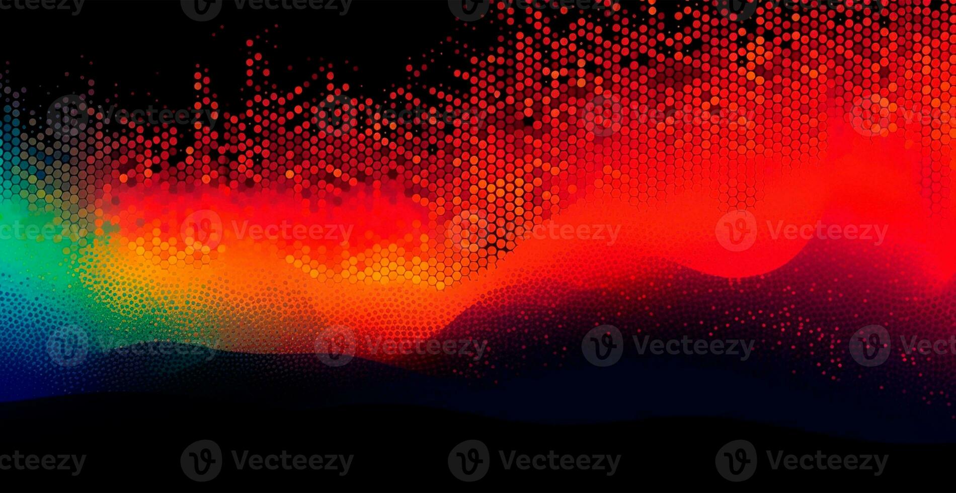 Colorful abstract wave lines running horizontally on dark background, digital world - AI generated image photo